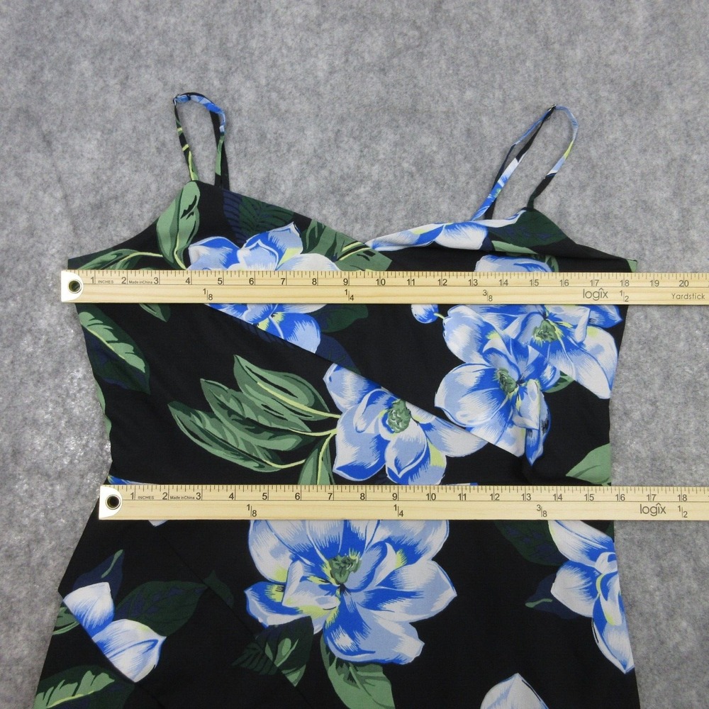 Banana Republic Dress 8 Tall Black Blue Floral Asymetrical Hawaiian Travel - Picture 8 of 12